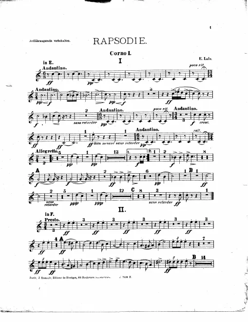 Horn 1, 2 (E), 3, 4 (F, Chromatic)