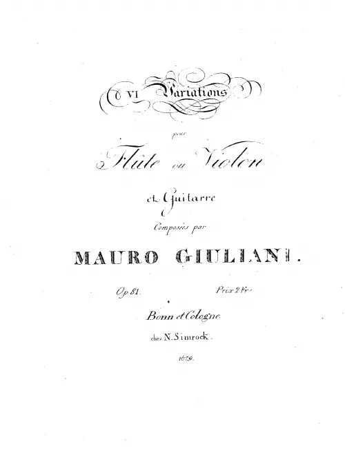 Flute, Violin and Guitar Parts