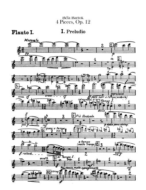 Flute 1, 2, 3, 4 (3 also Piccolo 2, 4 also 1)