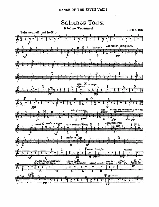 Snare Drum, Bass Drum/Cymbals/Tam-Tam, Woodblocks/Tambourine, Tam-Tam, Triangle, Glockenspiel