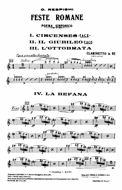 Piccolo Clarinet (D), Clarinet 1, 2 (A/B♭), Bass Clarinet (A/B♭)