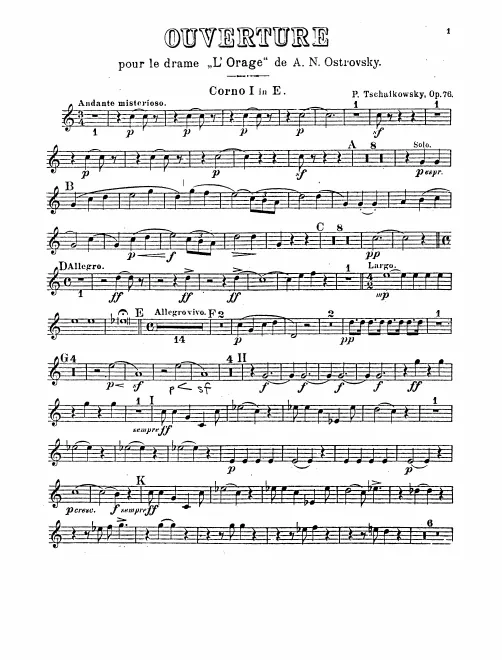 Horn 1, 2 (E), 3, 4 (C/A)