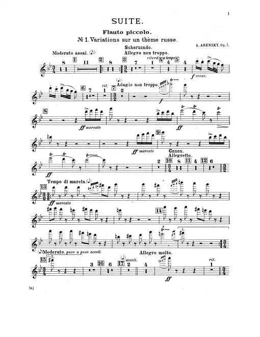 Piccolo, Flute 1, 2