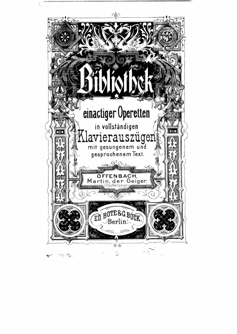 Complete Score "Martin der Geiger, or, Die Zaubergeige"