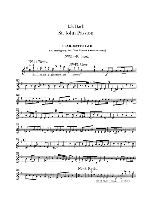 Clarinet 1/2 (A/B♭/C) (alternate for oboe d'amore and oboes da caccia)