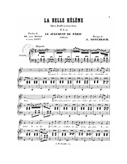 No.6 bis , Le jugement de Pâris: "Au Mont Ida trois déesses" (Act I, No.6), G major