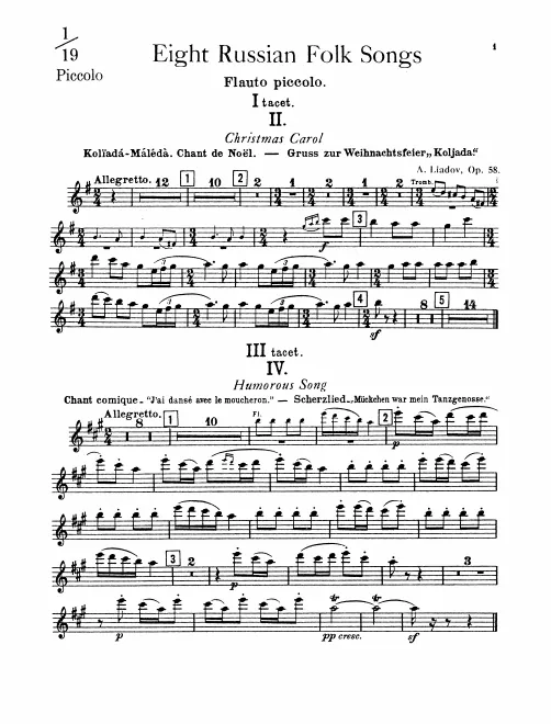 Piccolo, Flute 1, 2