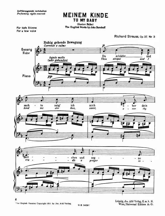 Complete Score (Low Voice, transposed to )