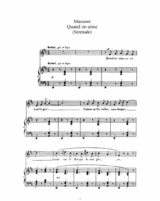 Complete Score (D Major: high voice and piano)