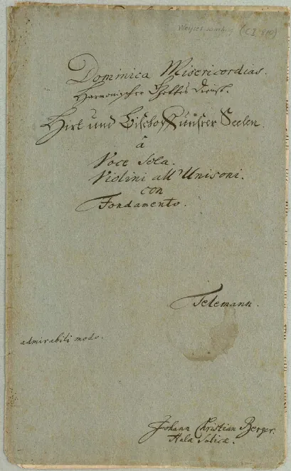 Vocal part (1. Aria Hirt und Bischof, 2. Rezitativ Das kommt doch wohl)