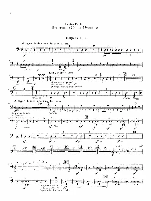 Timpani 1 (D), 2 (G), 3 (B), Bass Drum, Triangle, Cymbals