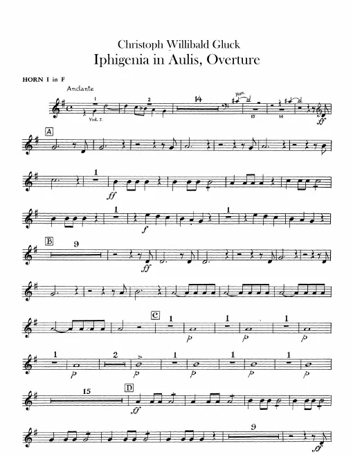 Horn 1, 2, 3 (C, with alternate version in F), 4 (F, C)