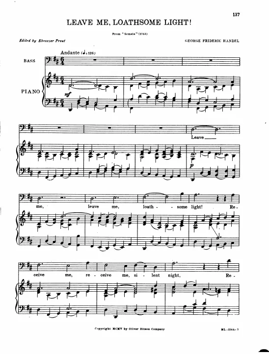 Act III, Sc.1. Aria (Bass): Leave me, loathsome light!