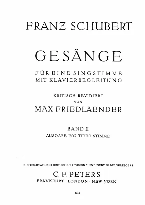Complete Lieder for deep voice, Book 2