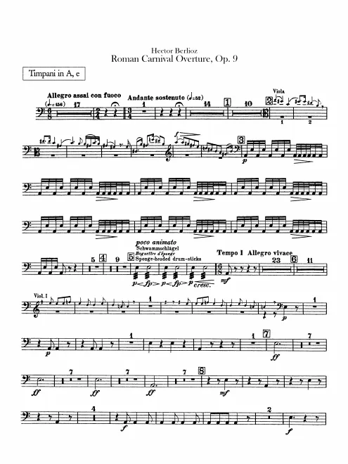 Timpani, Cymbals, Triangle, 2 Tambourines