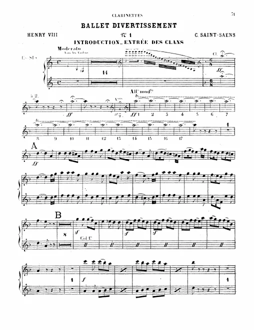 Clarinet 1/2 (B) (also Alto Clarinet (F)), Bass Clarinet (B)