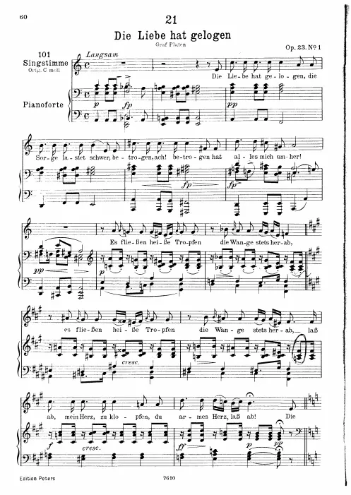 Complete Score (Low voice, transposed to )