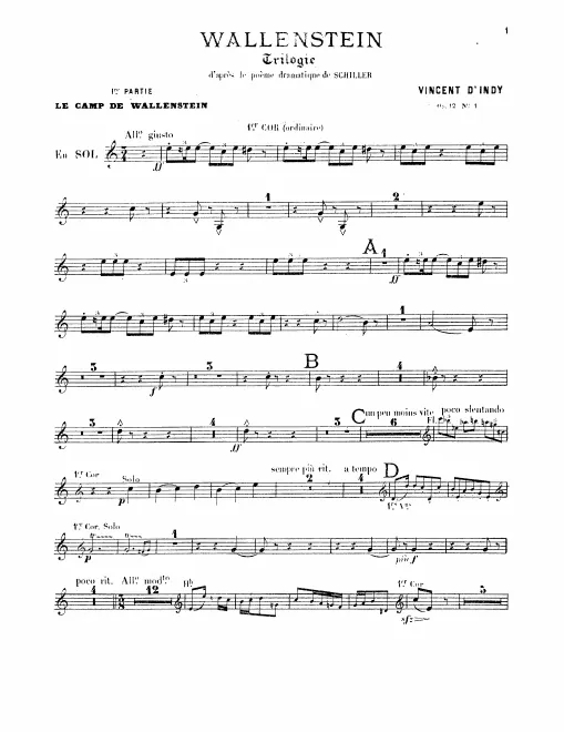Horn 1 (F/G/A), 2 (D/F/G), 3, 4 (E/F)