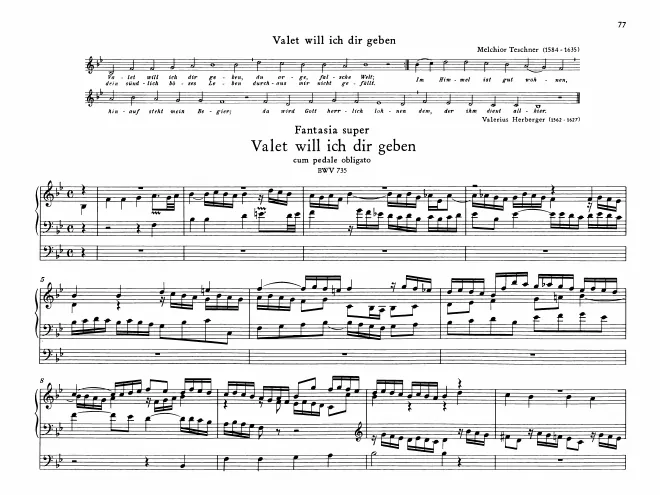 Fantasia super Valet will ich dir geben cum pedale obligato, BWV 735