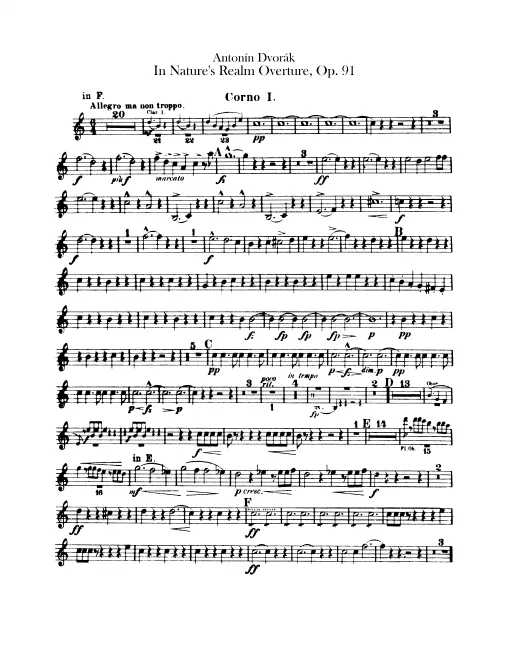 Horn 1, 2 (F, E, E), 3, 4 (B, D, E, E)