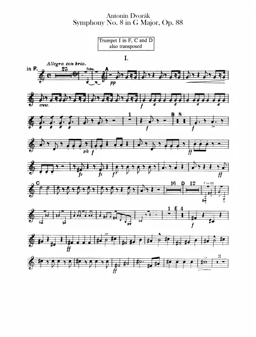 Trumpet 1, 2 (F). Alternate parts in B included