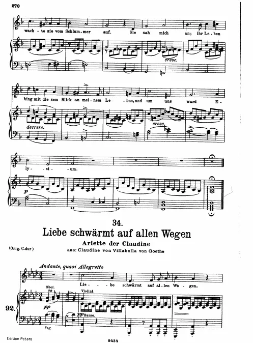 6. Arietta: 'Liebe schwärmt auf allen Wegen' (transposed for low voice)
