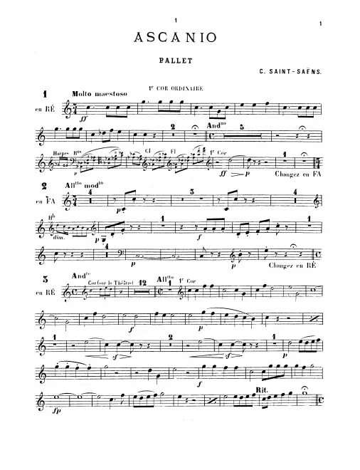 Natural Horn 1, 2 (D/F/E), Chromatic (Valved) Horn 3, 4 (F)