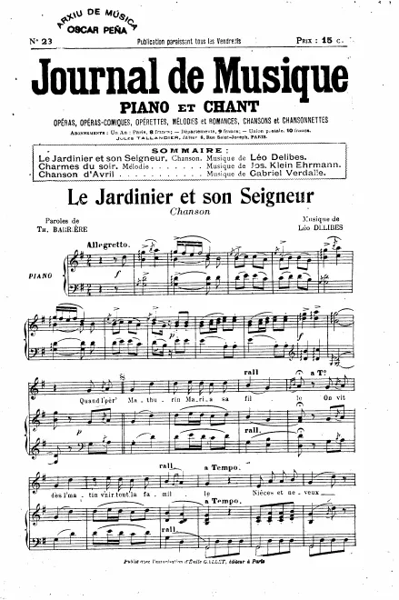 Chanson. Quand l'pèr' Marthurin Maria sa fille (high voice)