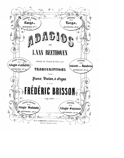 3. Andante-cantabile de la sonate pathétique, Op.13 (Score only)