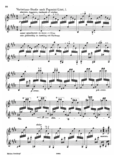 Excerpt: Variations-Studie nach Paganini-Liszt, 1.