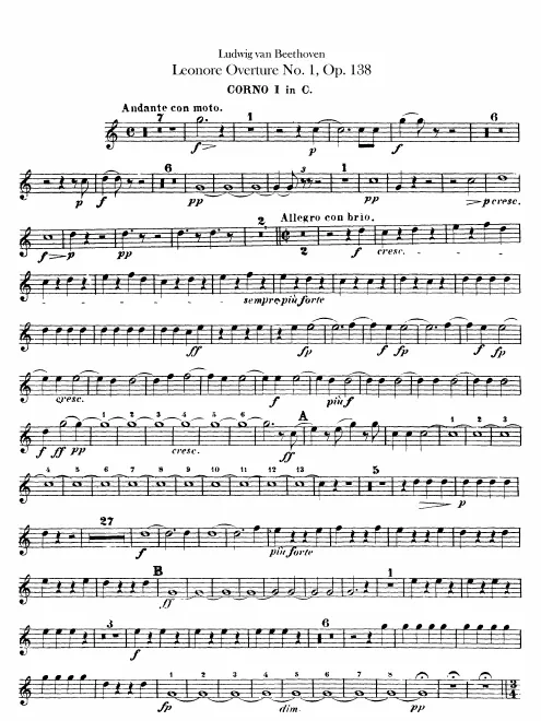 Horn 1, 2 (C), 3, 4 (E)
