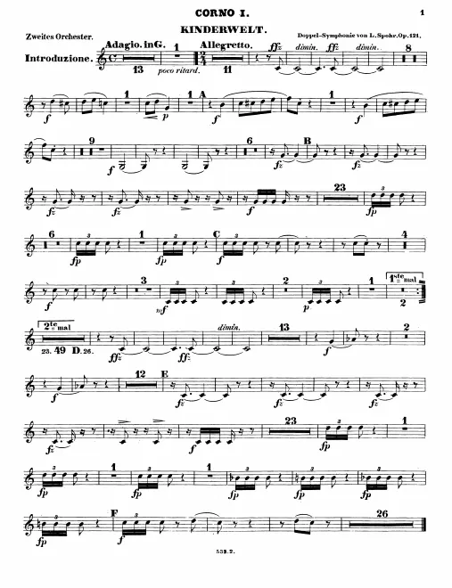 Horn 1, 2 (G/F/A/B basso/E, C/F)