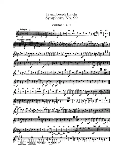 Horn 1, 2 (E/G; with F transposed)