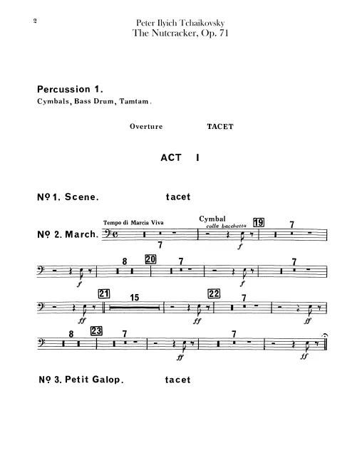 Percussion 1 (Cymbals/Bass Drum/Tam-Tam) Percussion 2 (Triangle/Tambourine/Castanets/Rattle) , Toy Trumpet