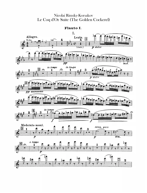 Flute 1, 2 (also Piccolo 2), Piccolo 1