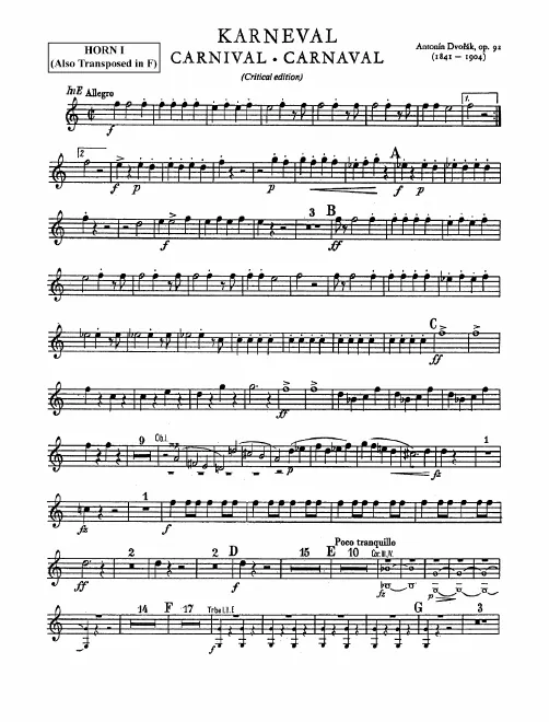 Horn 1, 2, 3, 4 (E, also F trans.)