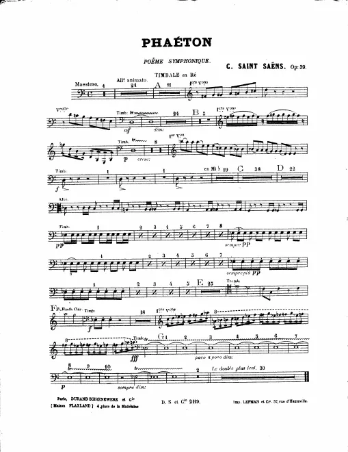 Timpani (D), (E), 1/2 (C-G), Bass Drum/Cymbals/Tam-Tam