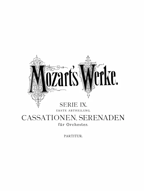 9/1. Cassationen, Serenaden und Divertimenti (Band I)