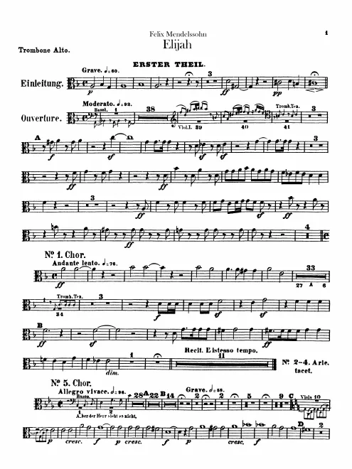 Trombone 1, 2, 3 (alto, tenor, bass clefs), Ophicleïde (Tuba)