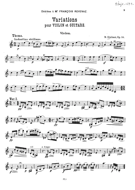 I. Andantino Siciliano (violin part)