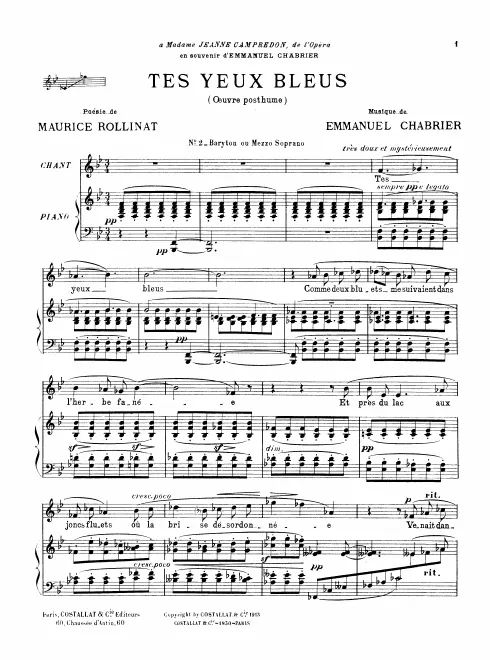 Complete Score (B-flat major - Baritone or Mezzo Soprano)