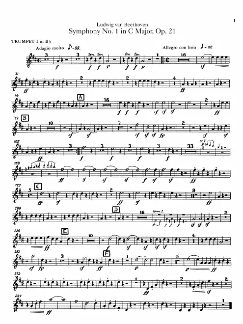 Trumpet 1, 2 (C, plus transposed B)