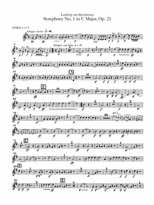 Horn 1, 2 (C, F, plus transposed F)