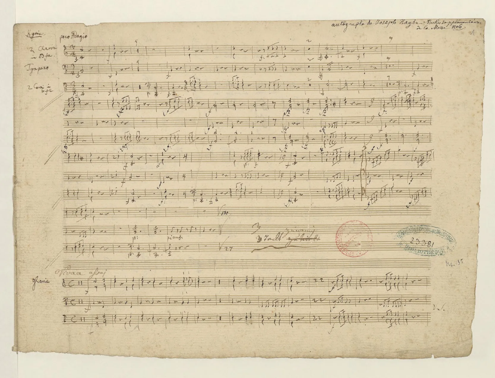 Particella (trumpet, timpani and horn parts)