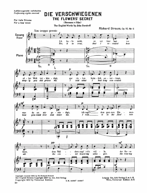 Complete Score (low voice, transposed to )