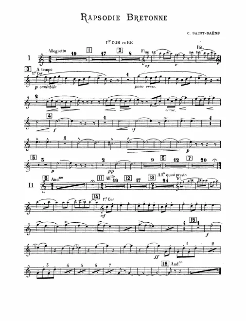 Horn 1, 2 (D), 3, 4 (F)