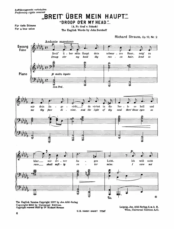 Complete Score (Low Voice, transposed to )