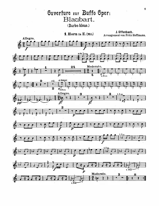 Horn 1, 2 (E), 3, 4 (F)