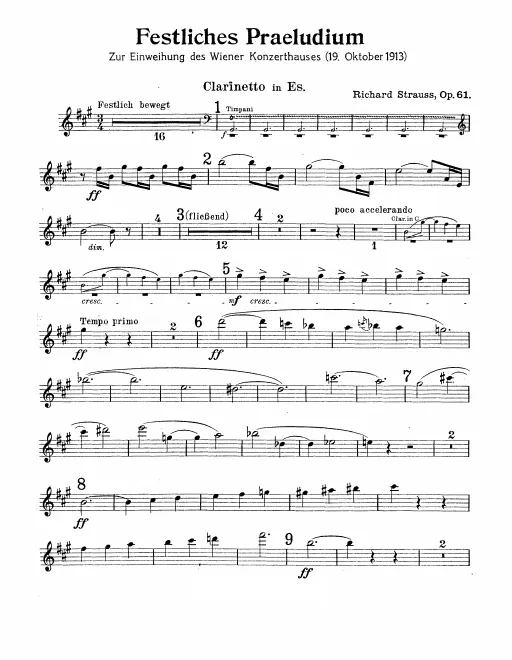 Clarinet (E), Clarinet 1, 2 (C) Clarinet 1, 2 (A)