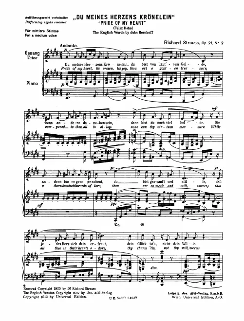 Complete Score (Medium voice, transposed to )